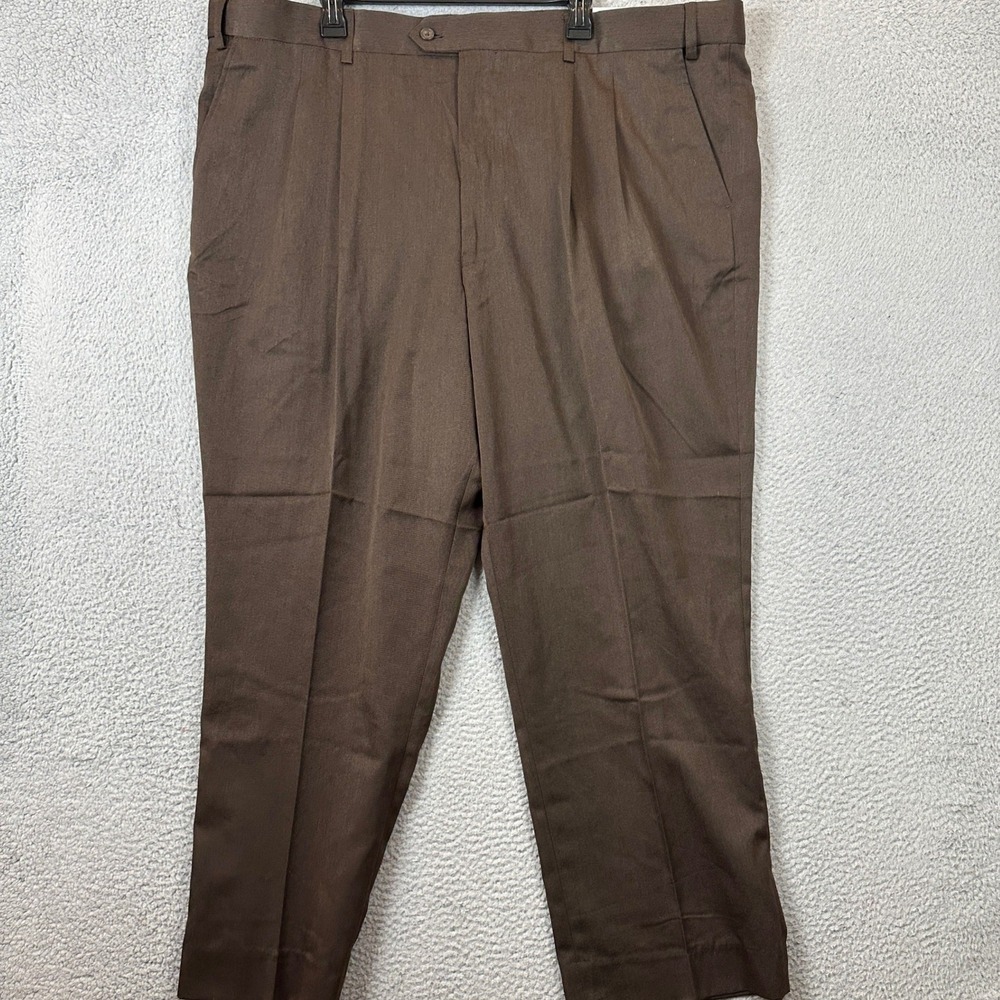 NEW CM Silver Edition Dress Pants Mens 48X30 Brown Pleated Straight Fit Pockets